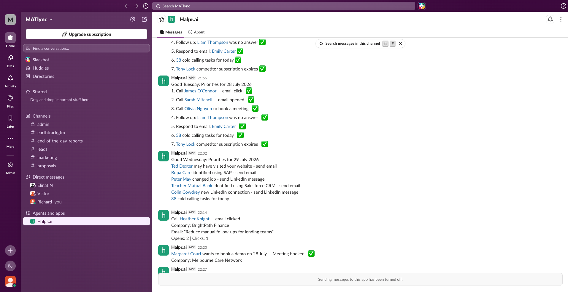 Slack notification